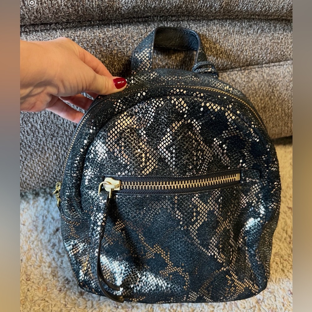 Fossil-  Black Snakeskin Backpack